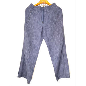 Athleta Size 6 Blue Cabo Linen Textured Wide Leg Pant